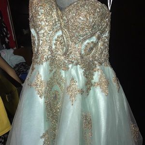 A medium turquoise sweet 16 dress